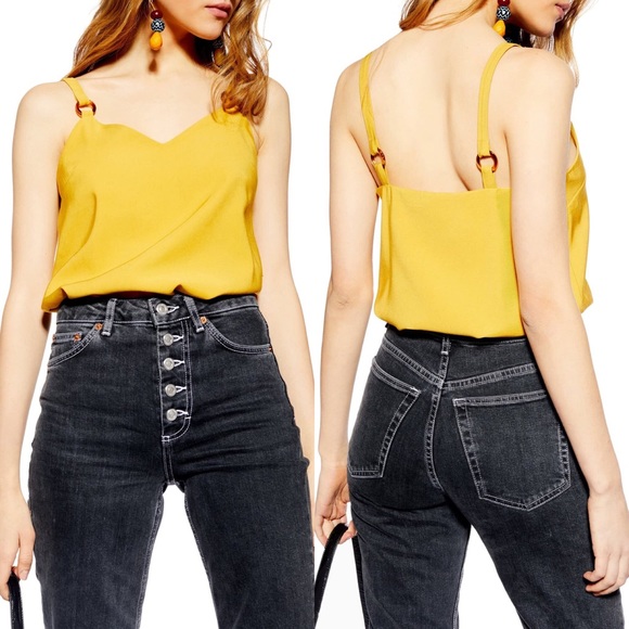topshop • tilda ring camisole top in mustard - Picture 2 of 8